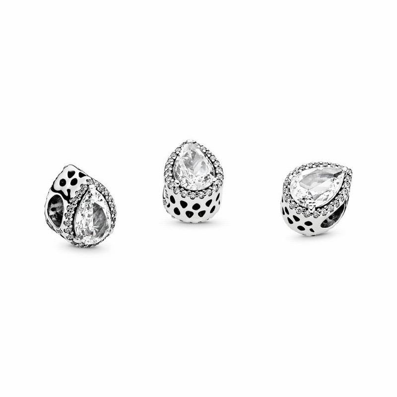 Pandora Radiant Teardrop Charm Ireland - Sterling Silver/Cubic Zirconia - 906385DAB